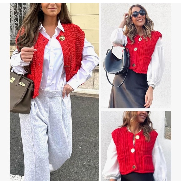 NWOT Chunky Knit Crop Sweater Vest - Picture 7 of 8